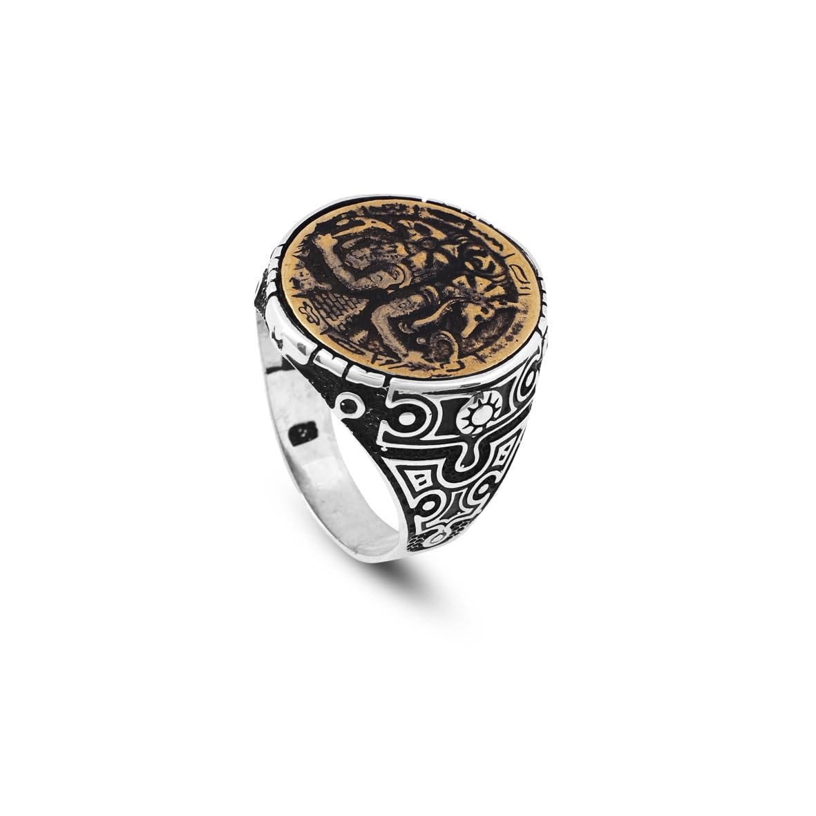 Handmade 925 Sterling Silver Custom Signet Ring with Egyptian Mythology Design - Men's Jewelry with Silver Polishing Cloth Gift