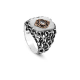Handmade Mother of Pearl Ring in Ottoman Style - 925 Sterling Silver Men's Gemstone Jewelry — image 1