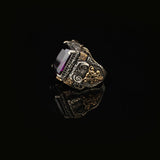 Handmade Amethyst Ring Ottoman Vintage Ring Sterling Silver Ring Chunky Silver Ring Large Statement Gemstone Ring Promise Ring for Him — image 4