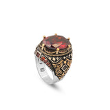 Handmade Garnet Ring Ottoman Style – Large Statement Vintage Gemstone Ring — image 1