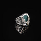 Handmade Jade Gemstone Eagle Ring for Men Vintage 925 Sterling Silver — image 4