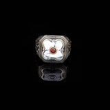 Genuine Turquoise Mens Ring with Ruby stone - Vintage Handmade 925 Sterling Silver Gemstone Jewelry for Men with Micro Stone - Includes Silver Polishing Cloth Gift — image 2