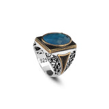 Man Silver Aquamarine Stone Ring — image 1