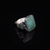 Handmade Vintage Jade Ring with Micro Stones – 925 Sterling Silver Statement Ring for Men — image 4
