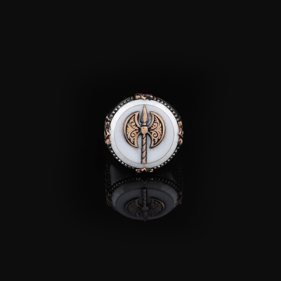 Mother of Pearl Gemstone Handmade Mens Ring