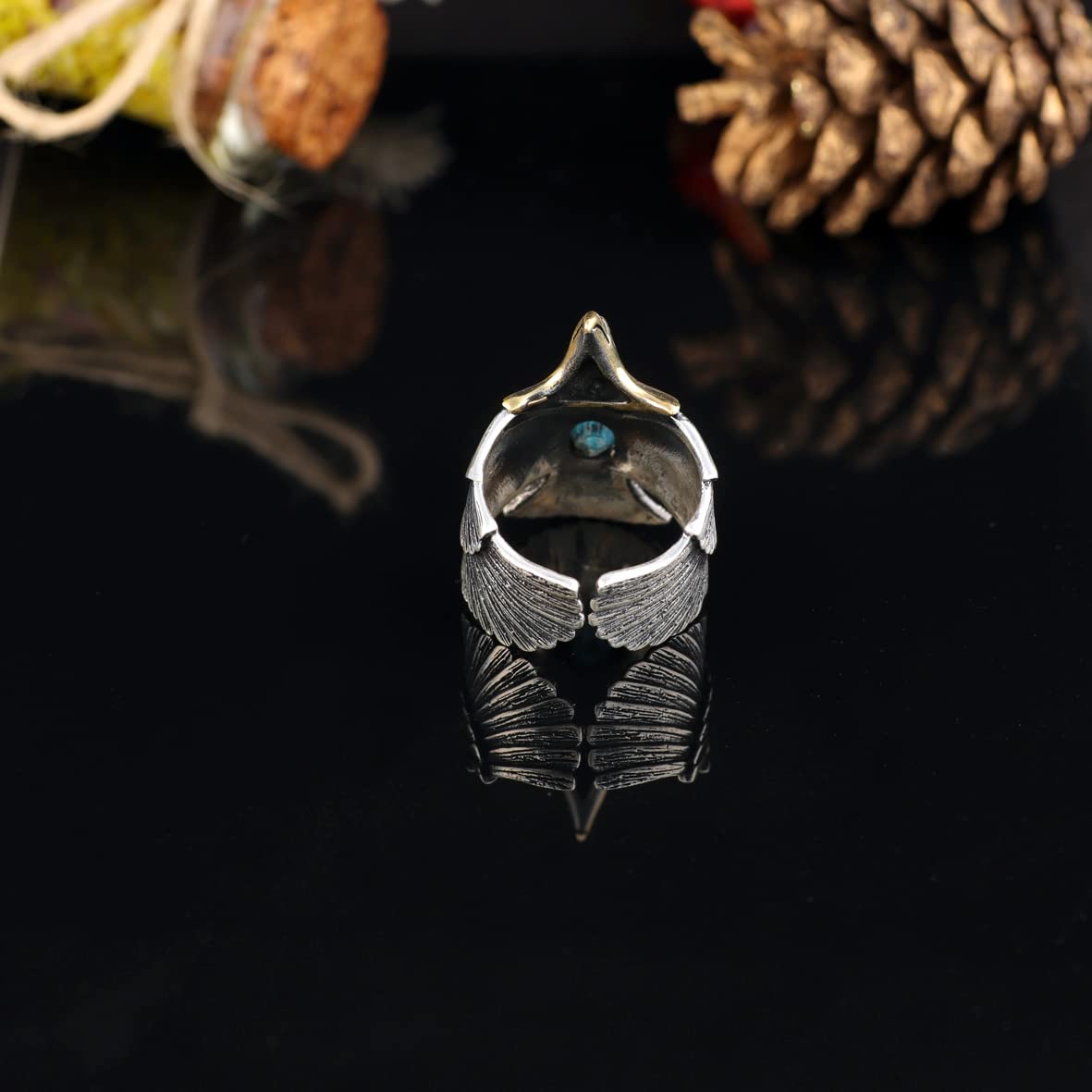 Men Silver Eagle Ring