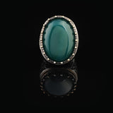 Handmade Vintage Jade Ring with Micro Onyx Stone - Chunky Sterling Silver Engagement Ring for Men - Custom Engraving Available - Ottoman Style with Gift Silver Polishing Cloth — image 3