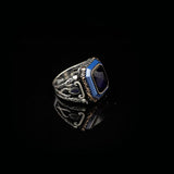 Vintage Blue Sapphire Ring - Handmade Men's Gemstone Ring in 925 Sterling Silver - Polished Turkish Engagement Ring with Silver Polishing Cloth Gift — image 4