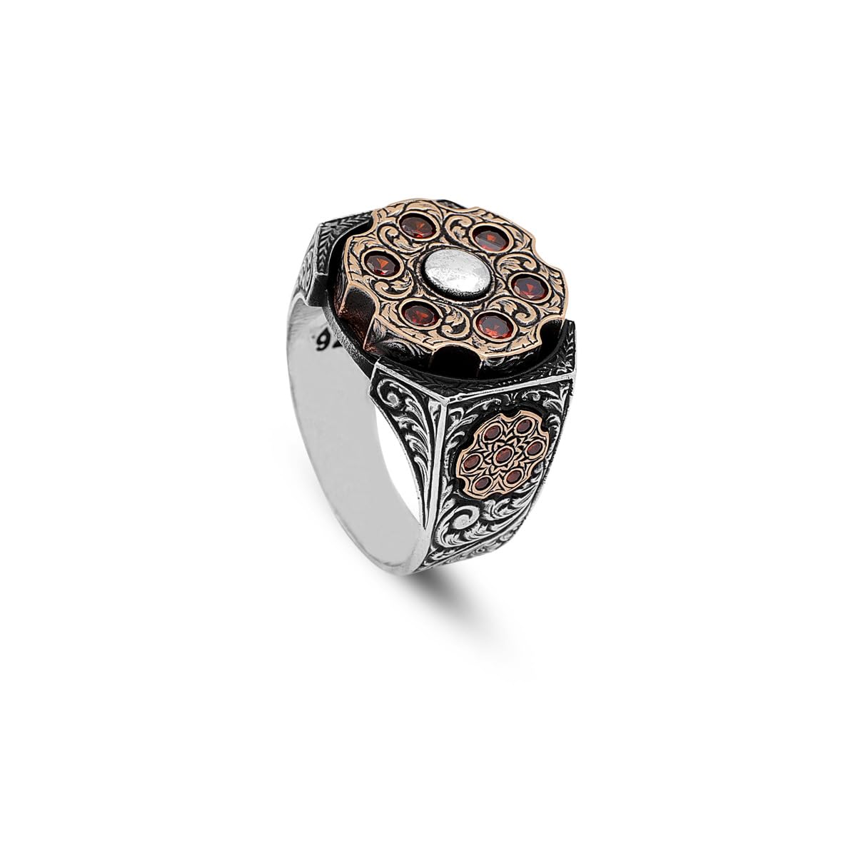 Men's 925 Sterling Silver Ruby Rotating Ring - Ruby Rotating Ring for Men - Birthday Gifts