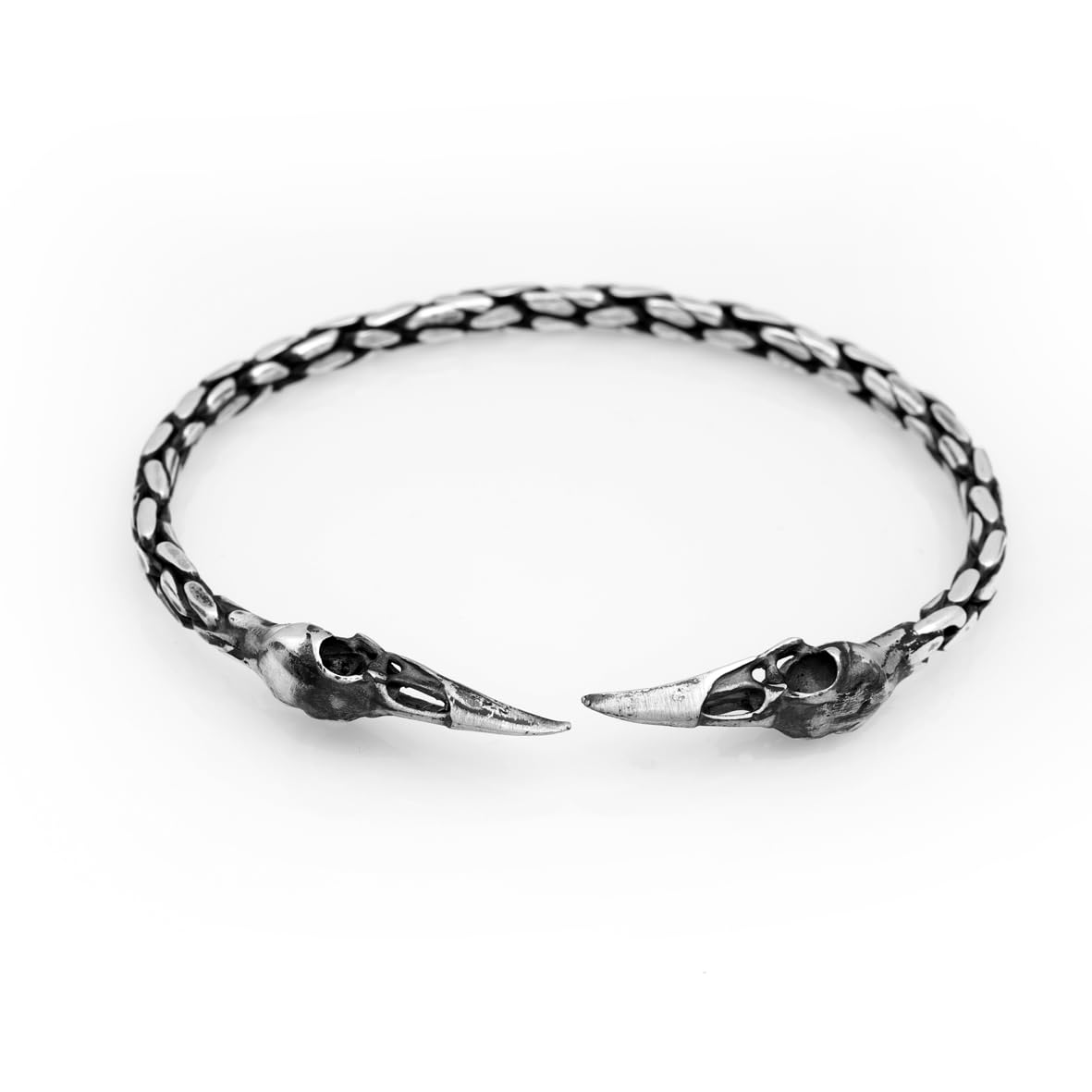 Skull Silver Cuff Bracelet – Handmade Adjustable Thorn Cuff Bracelet for Men