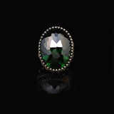 Emerald Oval Gemstone Ring - Large Handmade Ottoman Style Vintage Men's 925 Sterling Silver Ring with Silver Polishing Cloth Gift — image 4