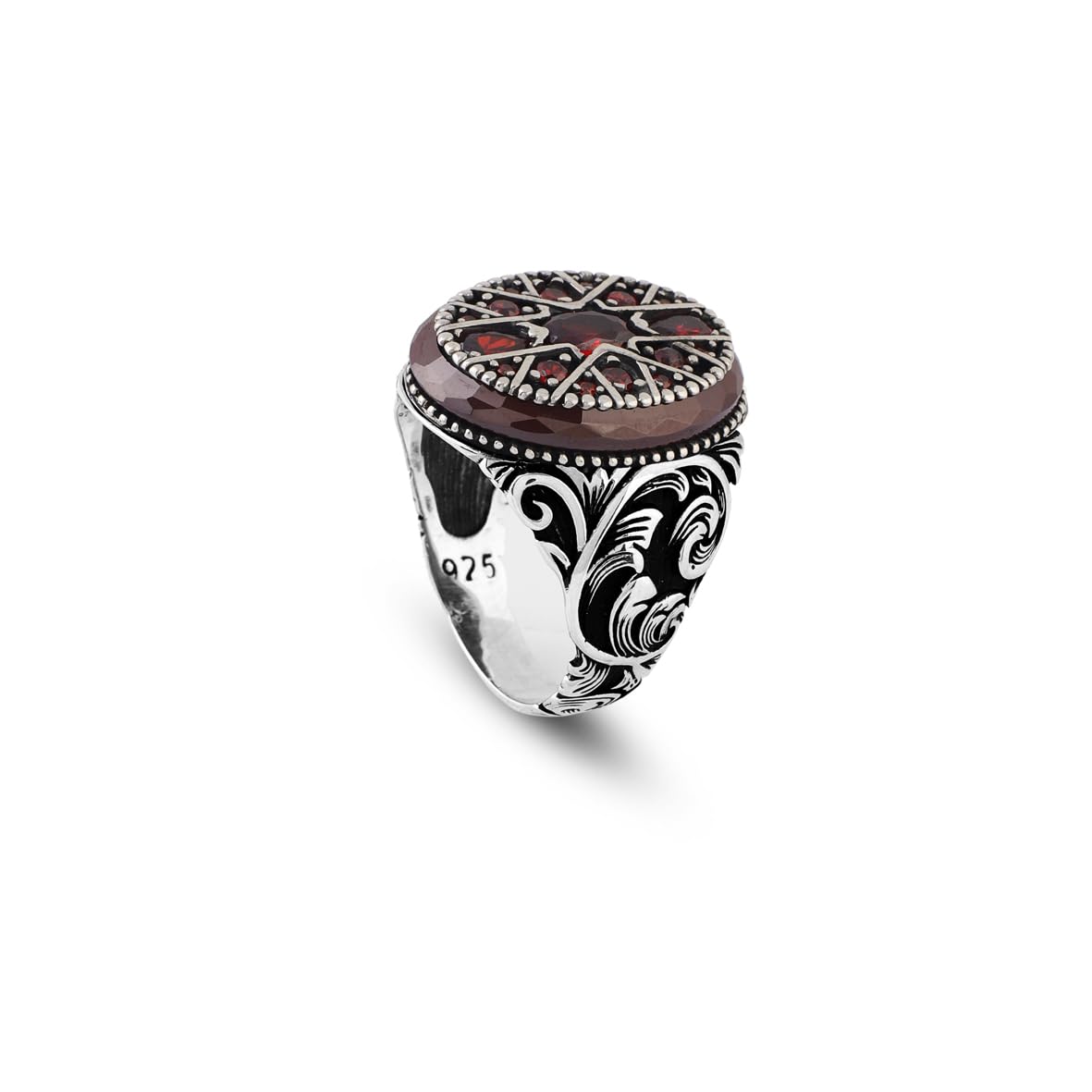 Vintage Carnelian Gemstone Ring - Ottoman Style Sterling Silver Pinky Ring for Men
