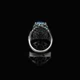 Aquamarine Stone Custom Animal Eagle Ring for Men - Handmade 925 Sterling Silver Jewelry — image 4