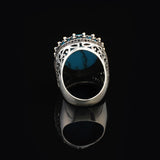 Men's Turquoise Ring with Micro Sapphire - Chunky Sterling Silver Gemstone Ring — image 6