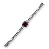 Made to Order Personalized Gothic Vintage Pattern 925 Sterling Silver Chain Bracelet for Men with Carnelian Gemstone - Hand-Engraved Handmade Bracelet — image 1