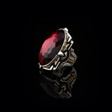 Handmade Garnet Ring – Chunky Sterling Silver Engagement Ring for Men — image 5
