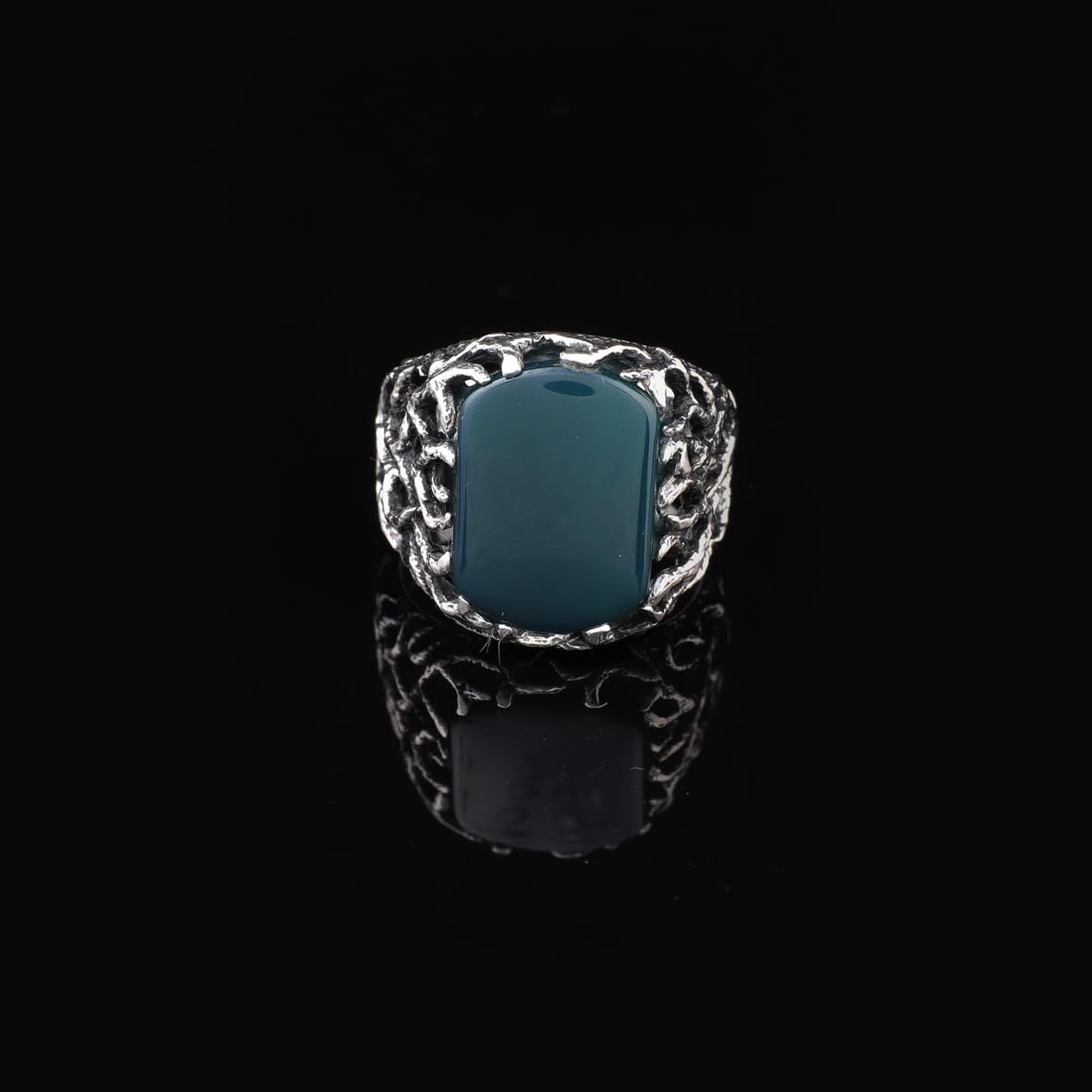 Handmade Jade Ring for Men - 925 Sterling Silver Gemstone Men's Jewelry with Ring and Silver Polishing Cloth Gift
