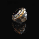 Amethyst Ring with Micro Sapphire Stone Ottoman Style Large Statement Ring Vintage Sterling Silver Chunky Silver Gemstone Ring — image 5
