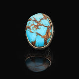 Vintage Genuine Turquoise Men's Ring - Large Oval Stone in 925 Sterling Silver — image 3