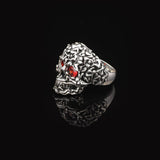Handmade Vintage Skull Ring with Garnet Stone - Polished 925 Sterling Silver Men's Ring — image 5