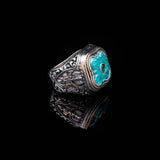 Handmade Vintage Malachite Ax Ring - 925 Sterling Silver Men's Ring with Micro Jade Gemstone - 925 Sterling Silver Rings for Men - Birthday Gifts — image 3