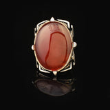 Carnelian Ring Large Statement Chunky Silver Whiskey Barrel Ottoman Vintage 925 Sterling Engagement Promise Gemstone Gift for Husband — image 3