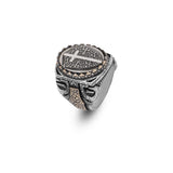 Vintage Shield Cross Signet Ring for Men - 925 Sterling Silver Christian Statement Ring - Polished Handmade Engagement Ring with Custom Engraving — image 1
