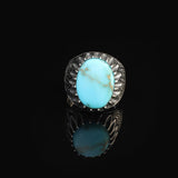 Mens Turquoise Signet Ring – Handmade Vintage Sterling Silver Gemstone Ring for Men with Custom Engraving – Engagement Ring + Gift Silver Polishing Cloth — image 3