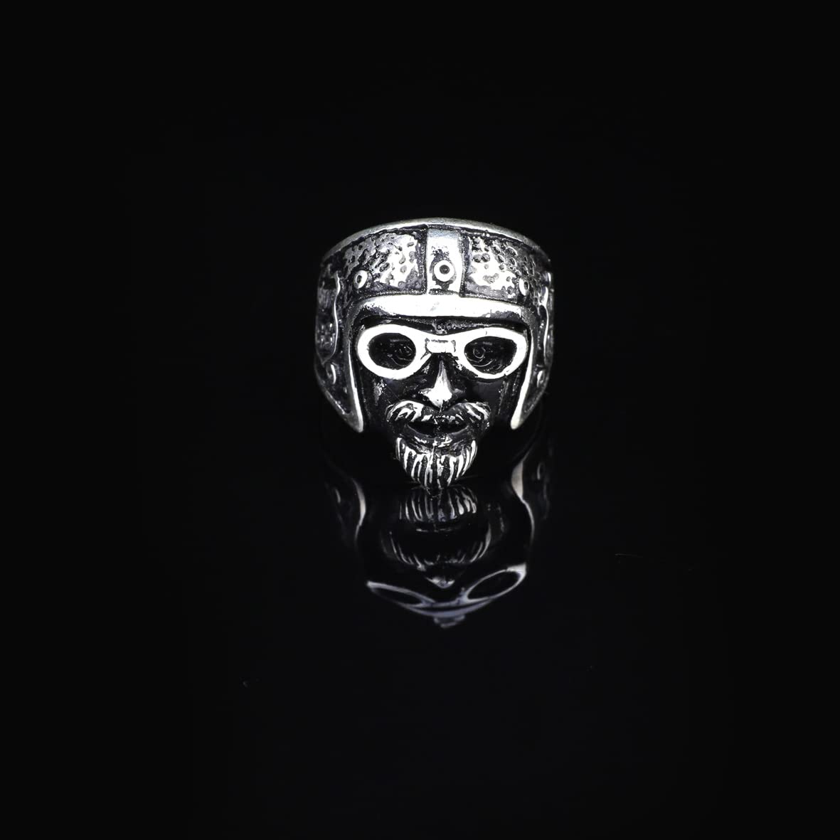 925K Sterling Silver Mens Biker Ring
