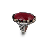 Men's 925 Sterling Silver Garnet Ring - Large Oval Vintage Stone — image 1