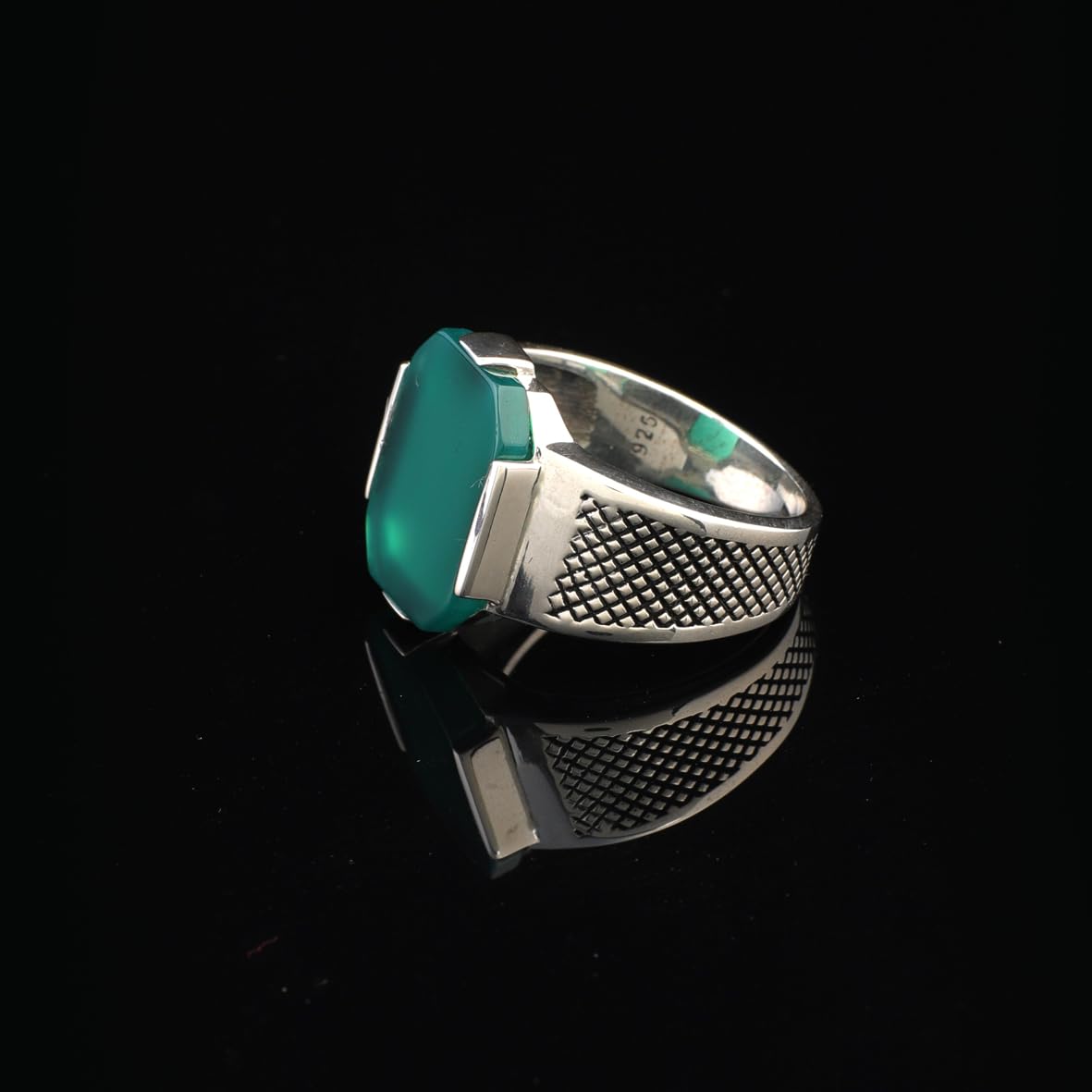 Vintage Ottoman Jade Signet Ring for Men – Sterling Silver Pinky Ring