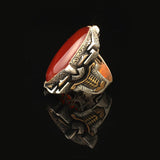 Carnelian Ring Large Statement Chunky Silver Whiskey Barrel Ottoman Vintage 925 Sterling Engagement Promise Gemstone Gift for Husband — image 5
