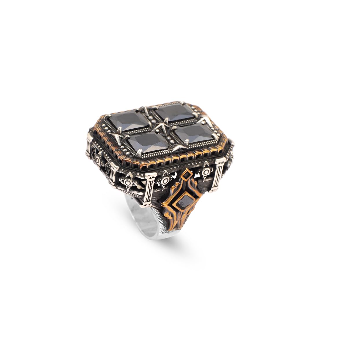 Handmade Onyx Ring Ottoman Style – Large Statement Vintage Gemstone Ring