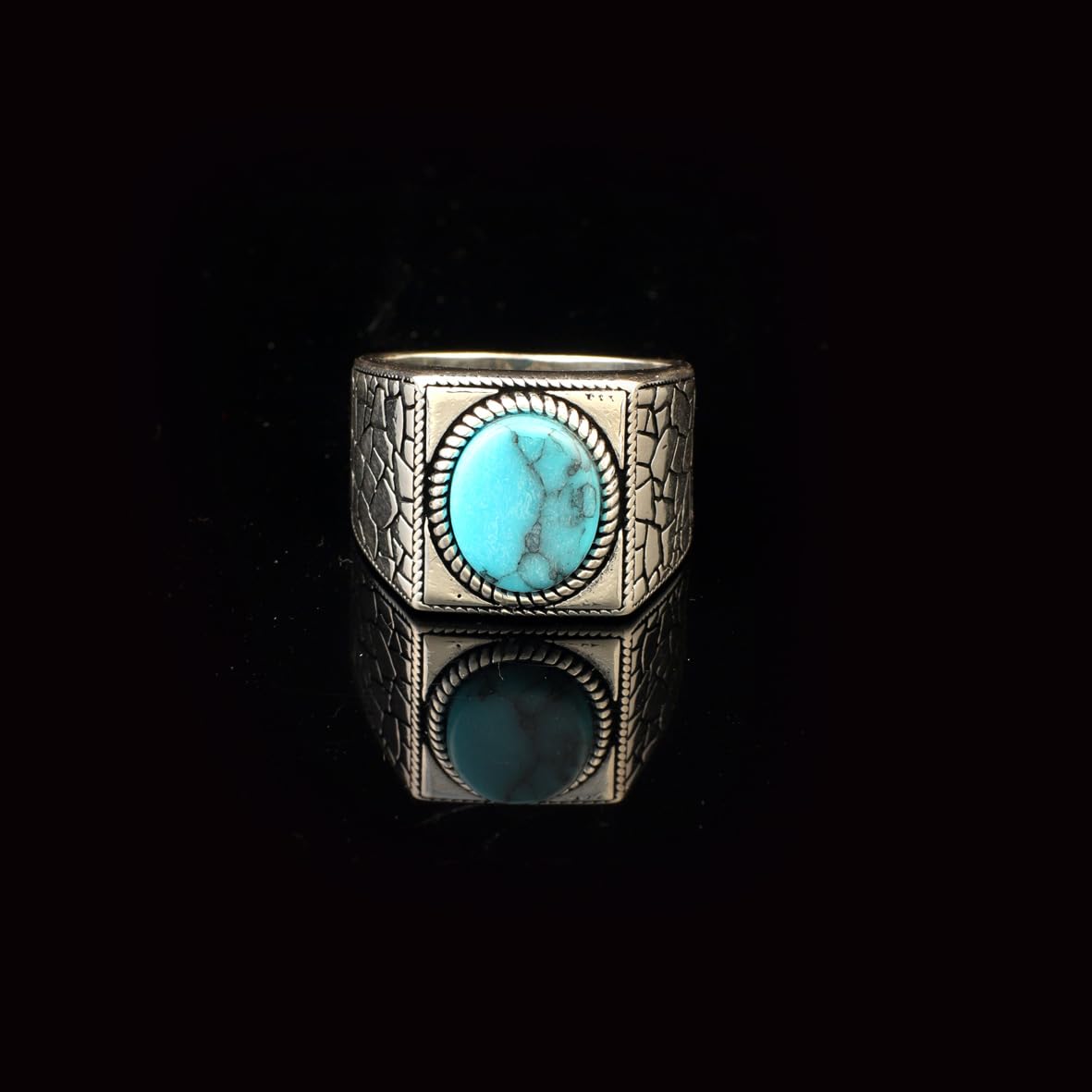 Mens Turquoise Ring Gemstone Ring Ottoman Statement Ring Vintage Ring Sterling Silver Ring Pinky Ring Gift for Him