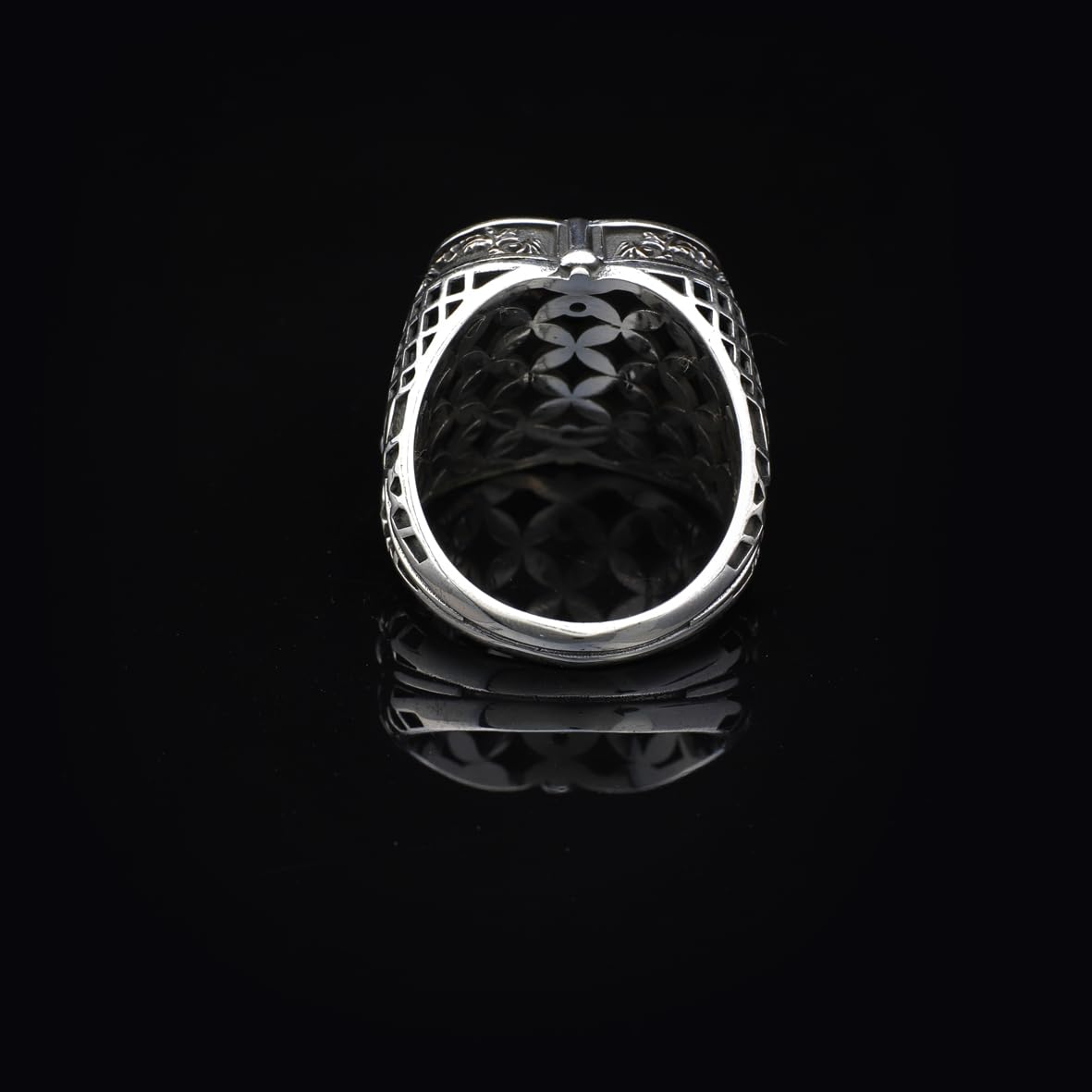 Lapis Lazuli Ring with White Sapphire Accent - Handcrafted Vintage Men's Sterling Silver Sword Gemstone Ring with Micro Stone Detail and Silver Polishing Cloth Gift