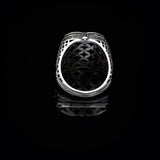 Lapis Lazuli Ring with White Sapphire Accent - Handcrafted Vintage Men's Sterling Silver Sword Gemstone Ring with Micro Stone Detail and Silver Polishing Cloth Gift — image 5