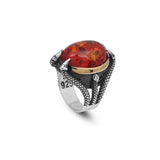 925K Sterling Silver Amber Stone Ring — image 1