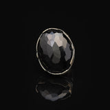 Black Onyx Ring with Large Oval Stone – Vintage Men’s Ring in Polished 925 Sterling Silver — image 3