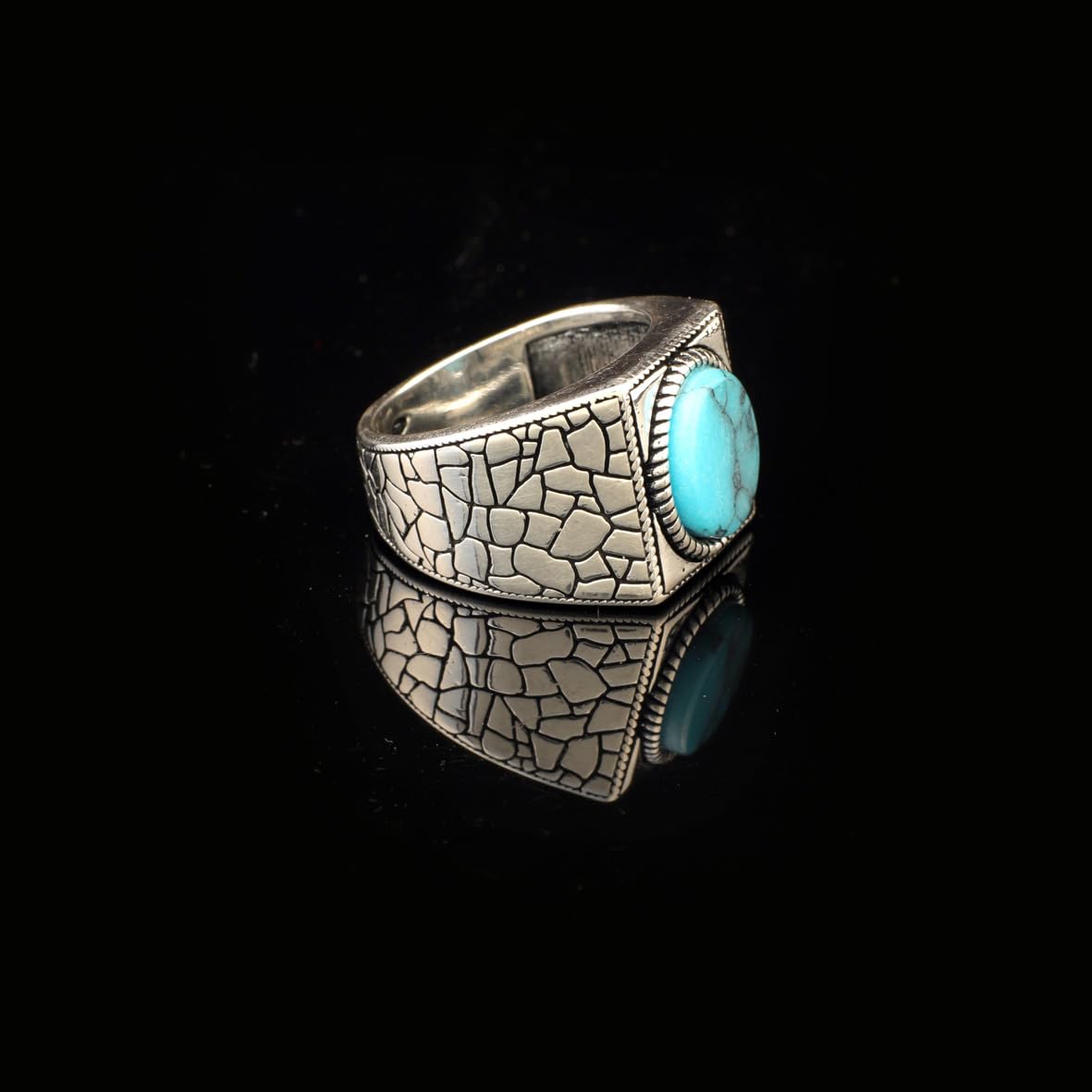 Mens Turquoise Ring Gemstone Ring Ottoman Statement Ring Vintage Ring Sterling Silver Ring Pinky Ring Gift for Him