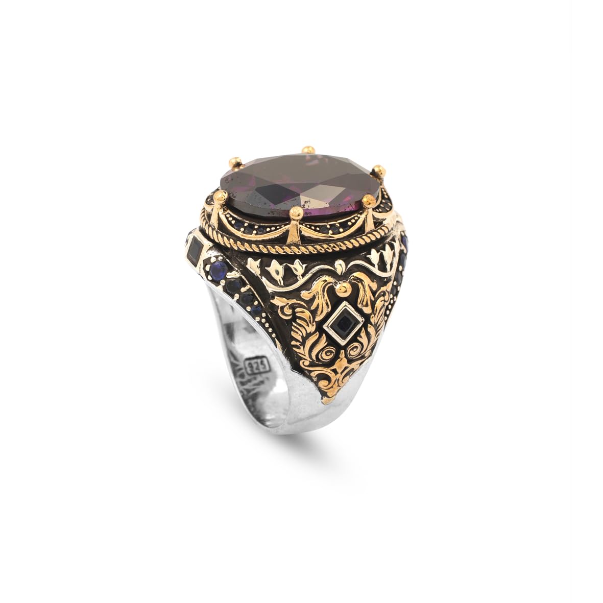 Ottoman amethyst ring vintage ring handmade chunky silver ring sterling silver ring large statement ring gemstone ring promise ring for him