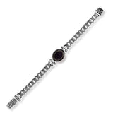 Made to Order Personalized Gothic Vintage Pattern 925 Sterling Silver Chain Bracelet for Men with Oval Onyx Gemstone - Hand-Engraved Handmade Bracelet — image 1