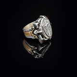 Vintage Shield Cross Signet Ring for Men - 925 Sterling Silver Christian Statement Ring - Polished Handmade Engagement Ring with Custom Engraving — image 4