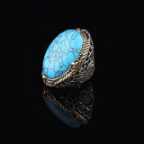 Handmade Men's Turquoise Ring – Chunky Sterling Silver Engagement Ring with Vintage Ottoman Design — image 5