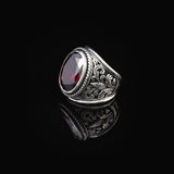Handmade Garnet Gemstone Oval Stone Engagement Ring for Men Vintage 925 Sterling Silver — image 5
