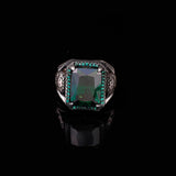 Handmade 925 Sterling Silver Lion Ring for Men - Emerald Gemstone — image 2