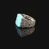 Mens Turquoise Ring Ottoman Vintage Ring Sterling Silver Ring Pinky Ring Silver Signet Ring Gemstone Ring Ottoman Statement Ring Vintage Ring Gift for Him — image 4