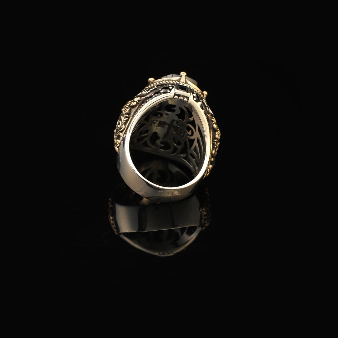 Large Statement Onyx Ring Ottoman Style – Handmade Vintage Gemstone Ring