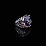 925 Sterling Silver Men's Ring - Handmade Ottoman Style Sapphire Gemstone Jewelry with Unique Design — image 5