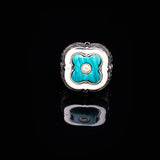 Vintage Handmade Malachite and White Sapphire Sword Ring - 925 Sterling Silver Men's Ring with Micro Stone Accent and Silver Polishing Cloth Gift — image 2