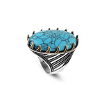 Handmade Men's Turquoise Ring - Chunky Sterling Silver Ottoman-Style Gemstone Ring — image 1